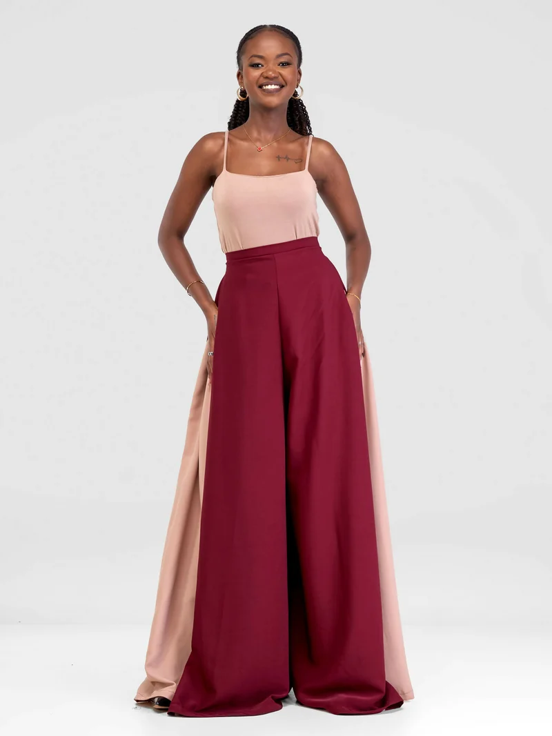 African Yuva Cinta Palazzo Pant - Maroon