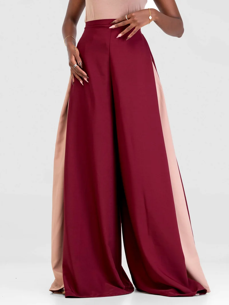 African Yuva Cinta Palazzo Pant - Maroon