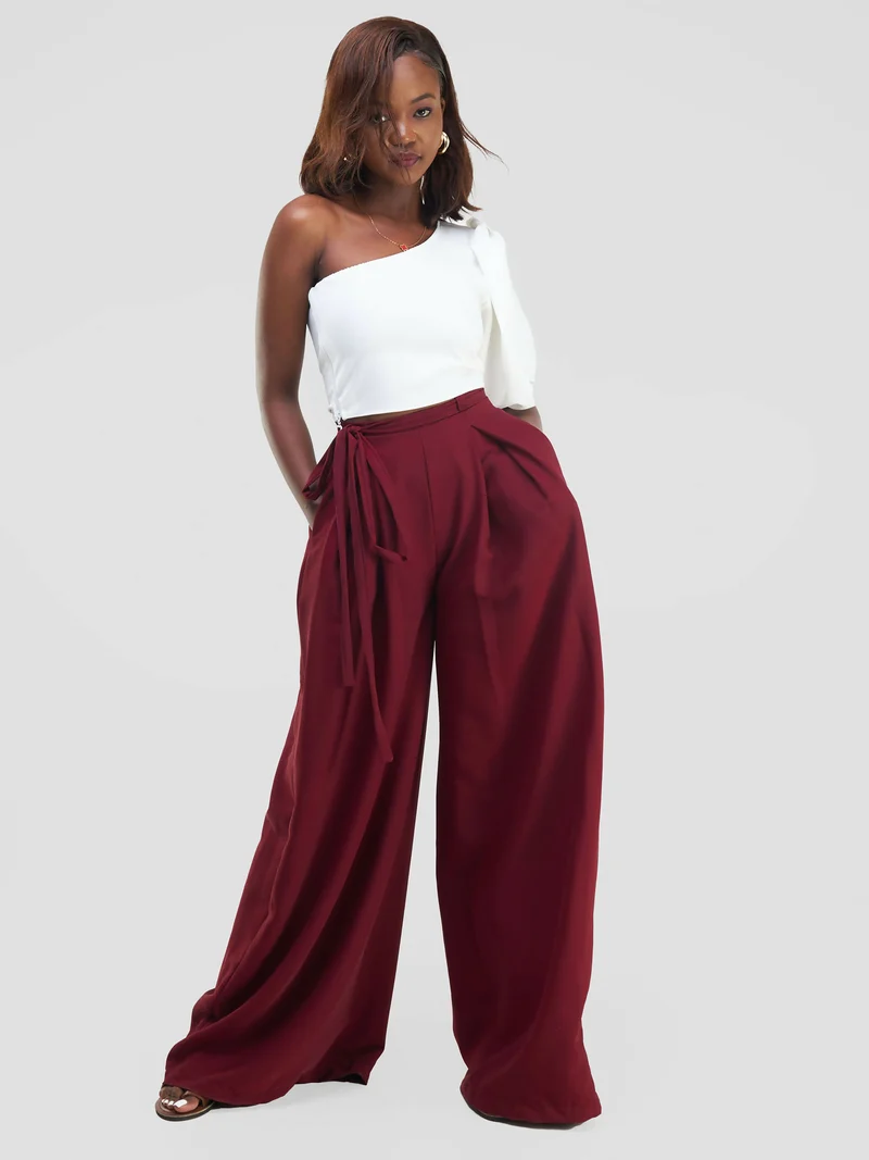African Yuva Tulips Palazzo Pants - Maroon