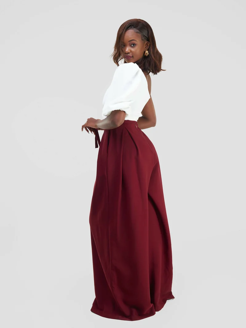 African Yuva Tulips Palazzo Pants - Maroon
