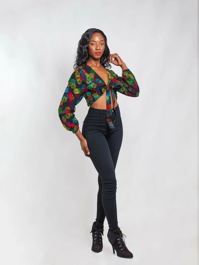 Da'Joy Fashions Urban Chic Ankara Top - Black