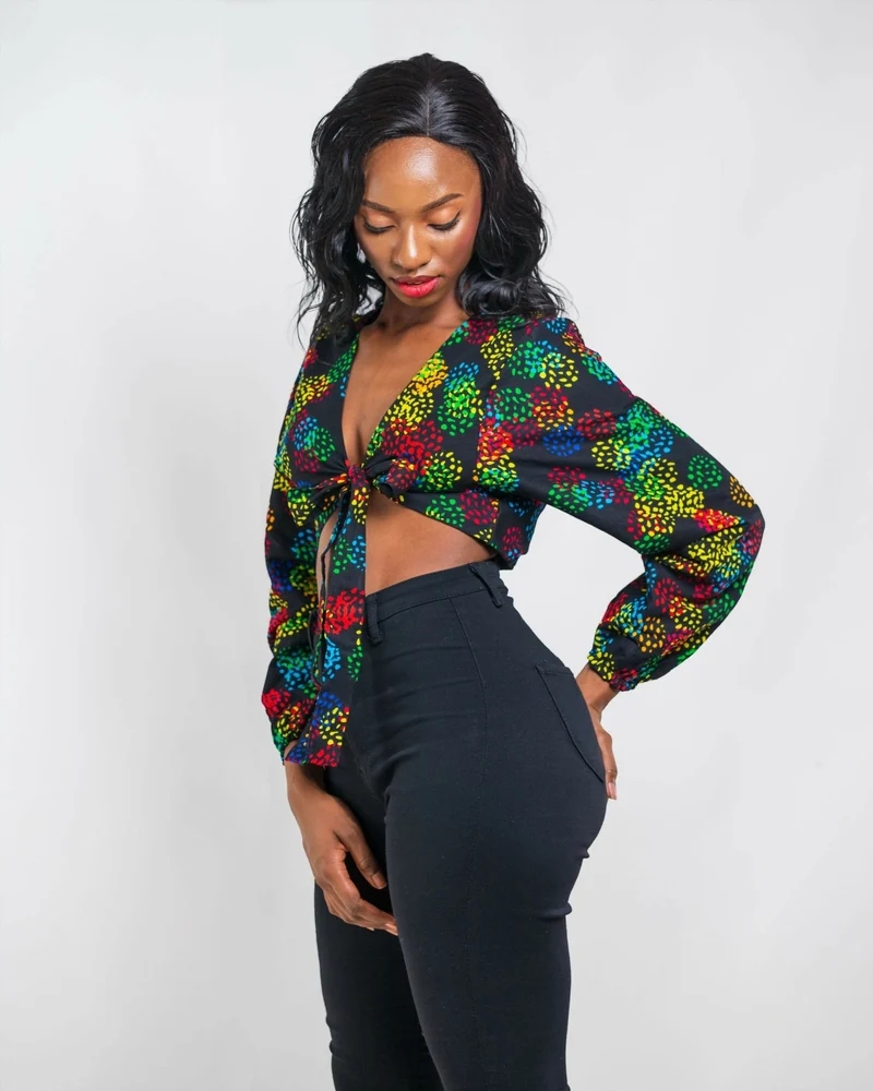 Da'Joy Fashions Urban Chic Ankara Top - Black