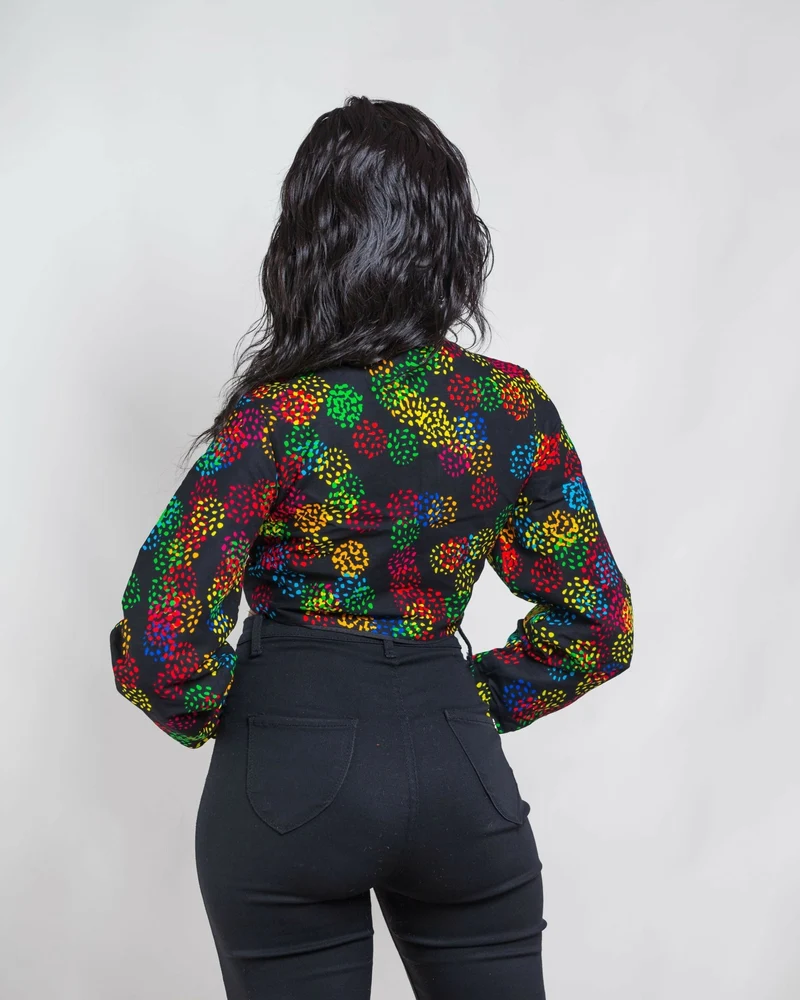 Da'Joy Fashions Urban Chic Ankara Top - Black