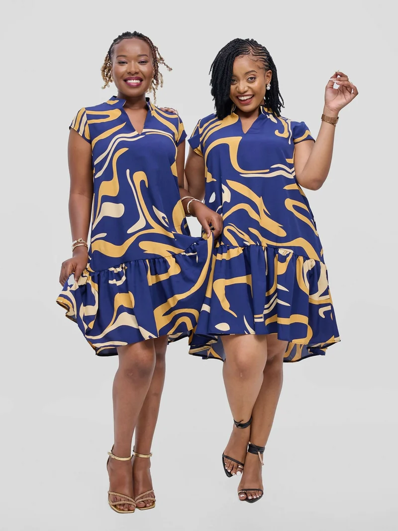 Phyls Collections Eva Knee Length Shift Dress - Navy Blue