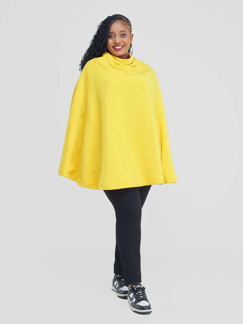 Warm Radiance With a Hidden Zipper For Effortless Wear Shawl - Yellow
