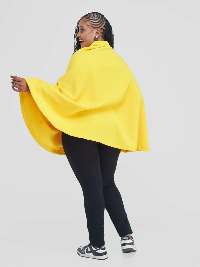 Warm Radiance With a Hidden Zipper For Effortless Wear Shawl - Yellow
