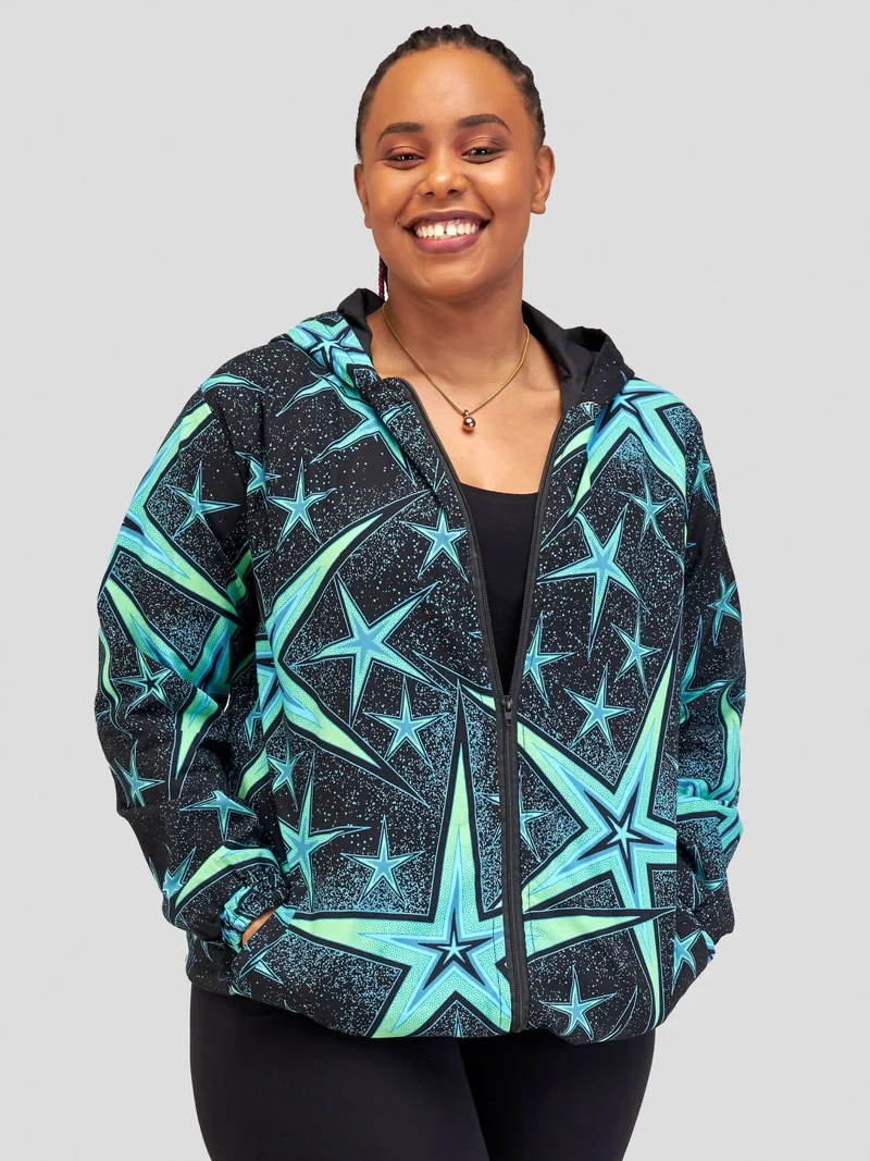 Gravio Fashions Neon Black Hood Jacket - Black