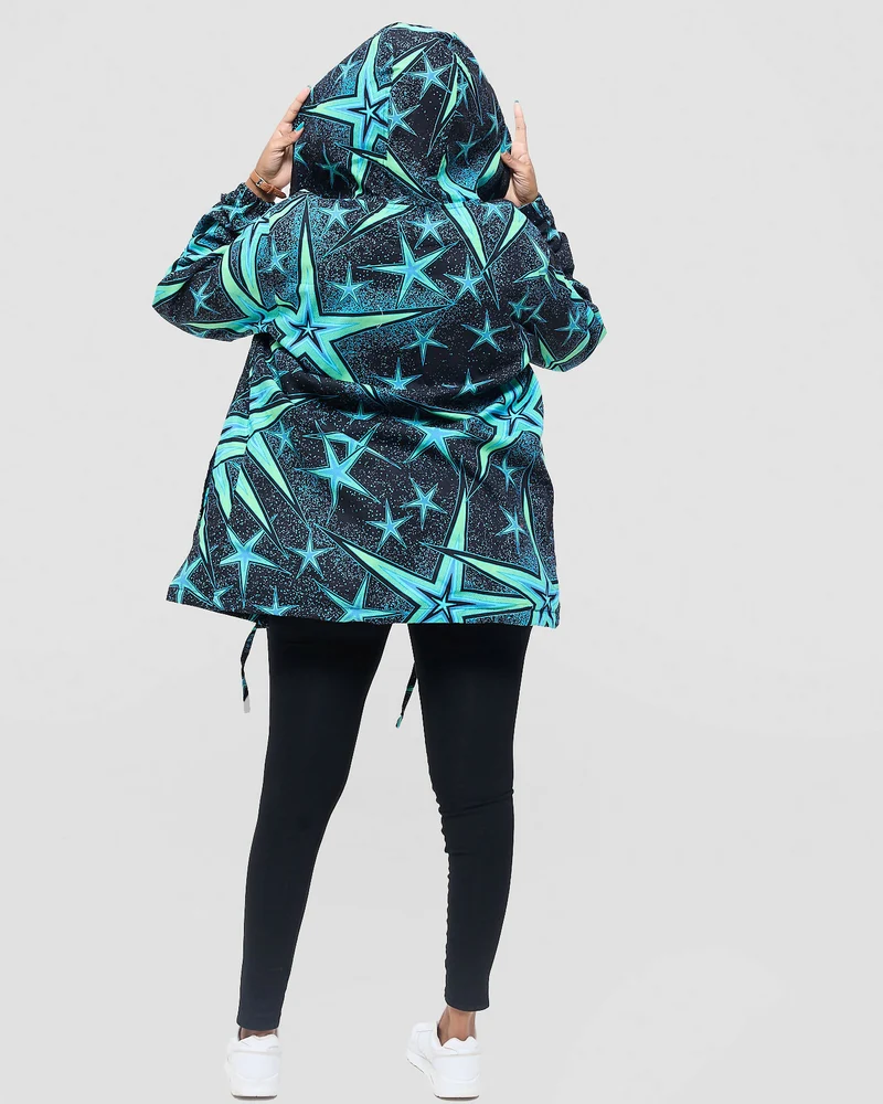 Gravio Fashions Neon Black Hood Jacket - Black