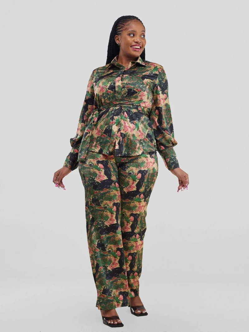 Silk House Collection Marcella Pant Set - Black Print