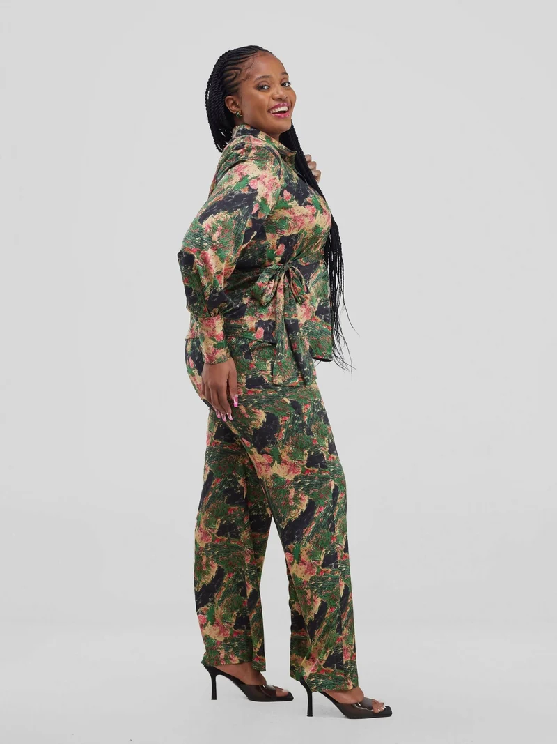 Silk House Collection Marcella Pant Set - Black Print