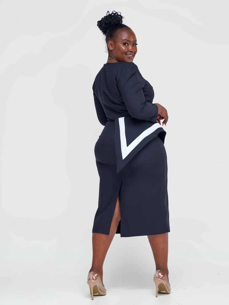 The Fashion Frenzy Side Peplum Dress - Black