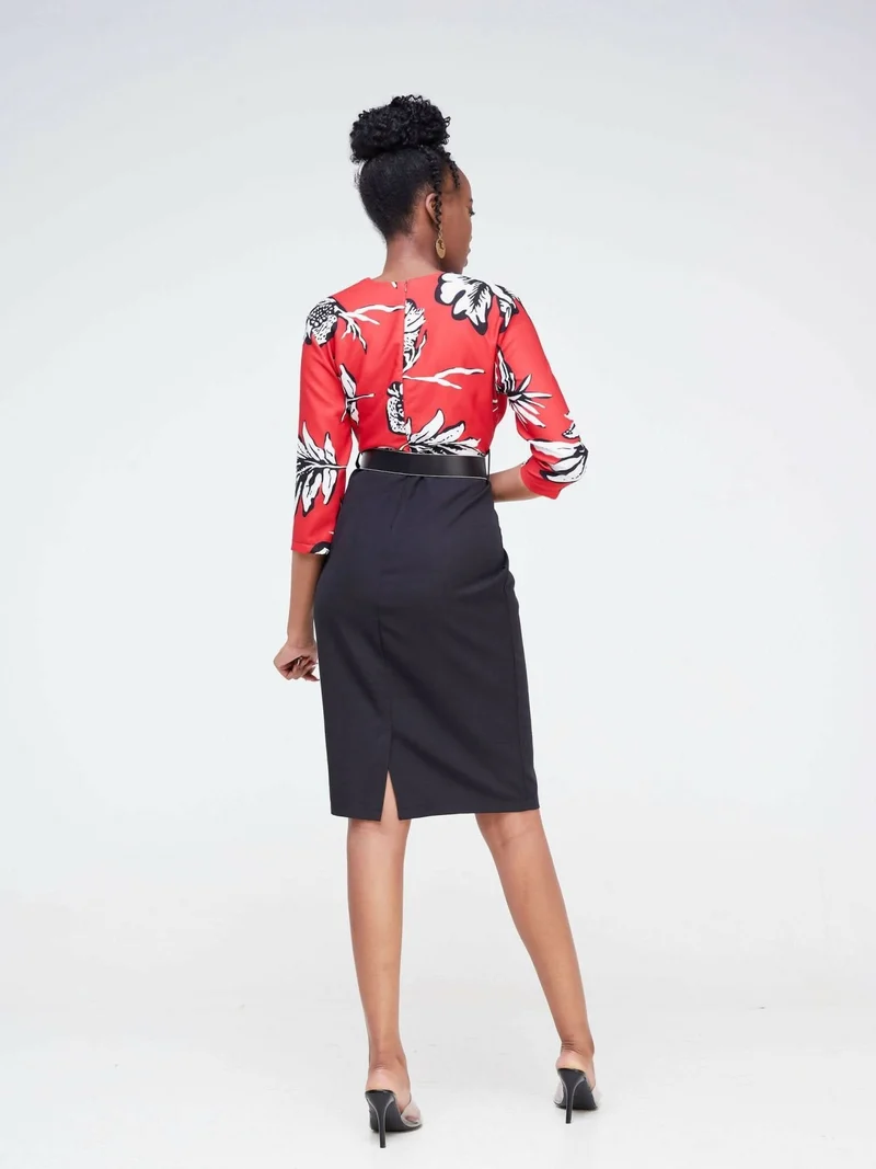The Fashion Frenzy Pencil Dress - Black / Red