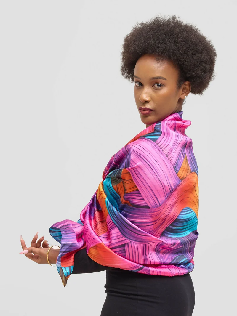 Ukiyo Lifestyle Silk Scarf - Pink Print