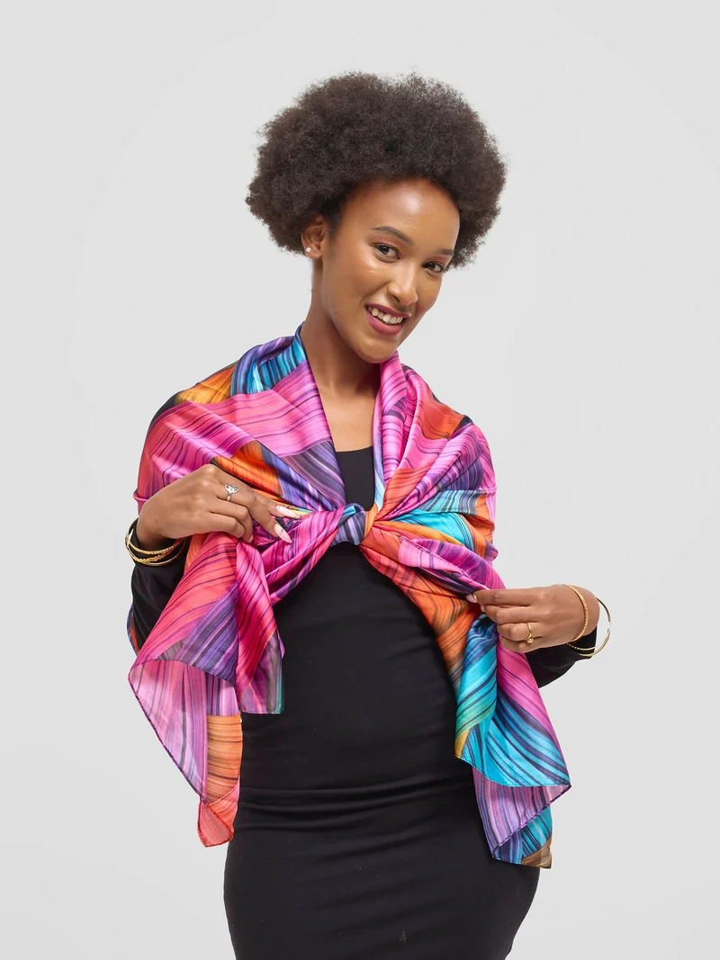 Ukiyo Lifestyle Silk Scarf - Pink Print