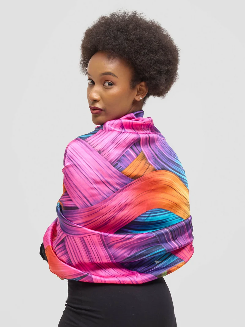 Ukiyo Lifestyle Silk Scarf - Pink Print
