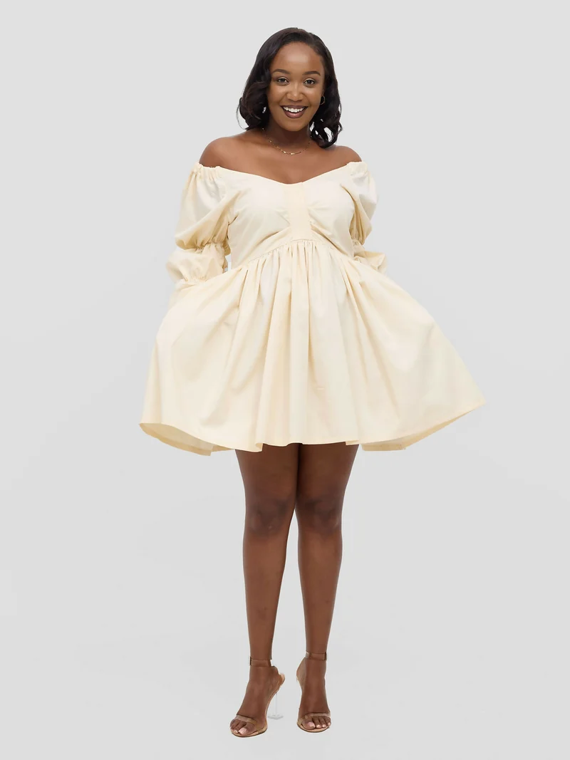 Busara Dress - Cream / White