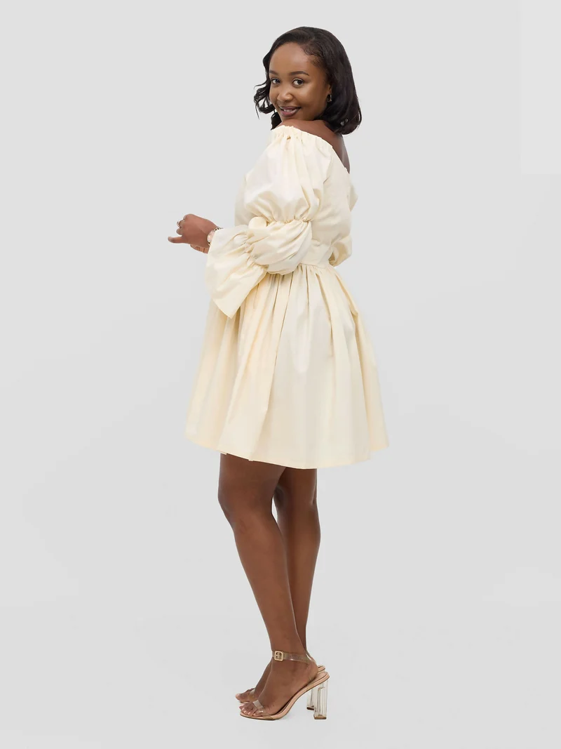 Busara Dress - Cream / White