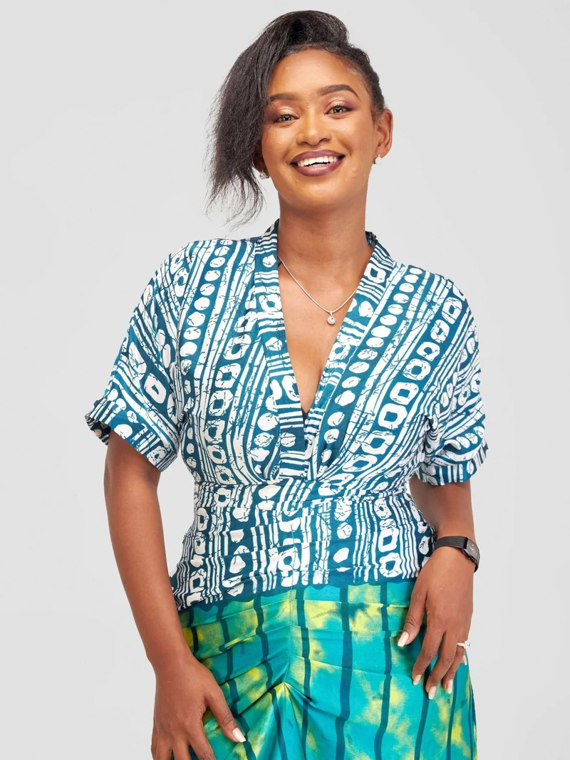 Nefpatra Africa Silk Adire Dress - Green