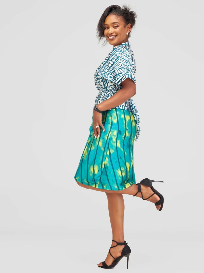 Nefpatra Africa Silk Adire Dress - Green