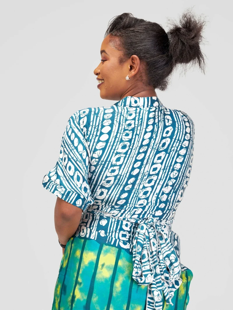 Nefpatra Africa Silk Adire Dress - Green