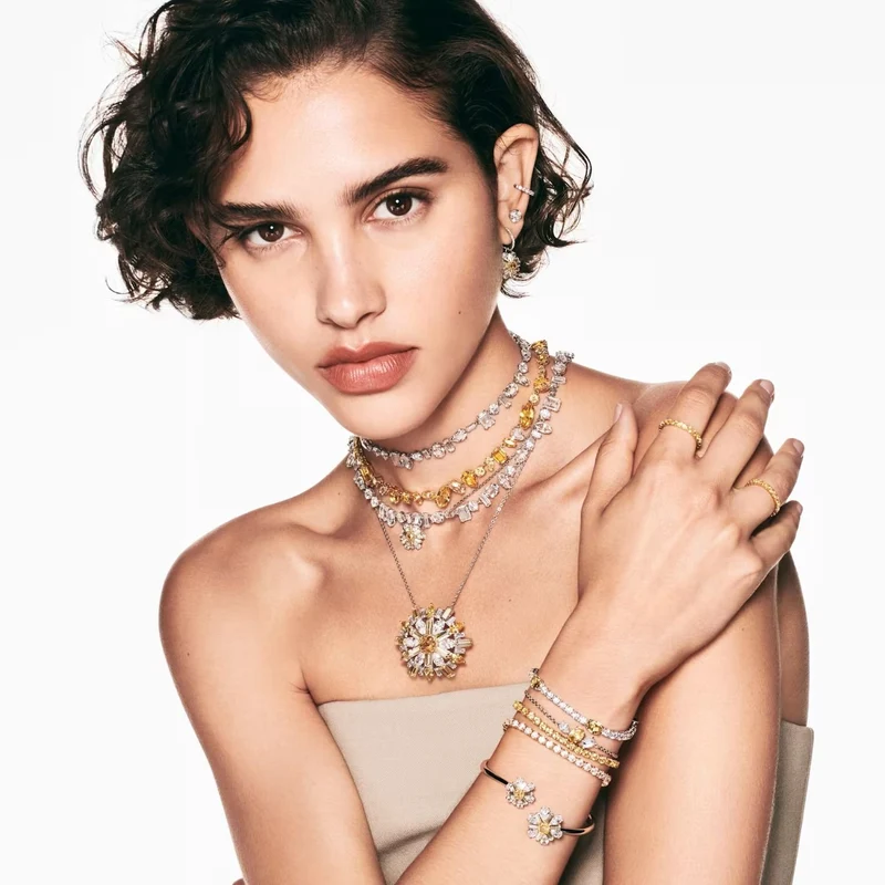 SWAROVSKI Damen Anhänger Blume Gelb Rhodiniert IDYLLIA 5679939