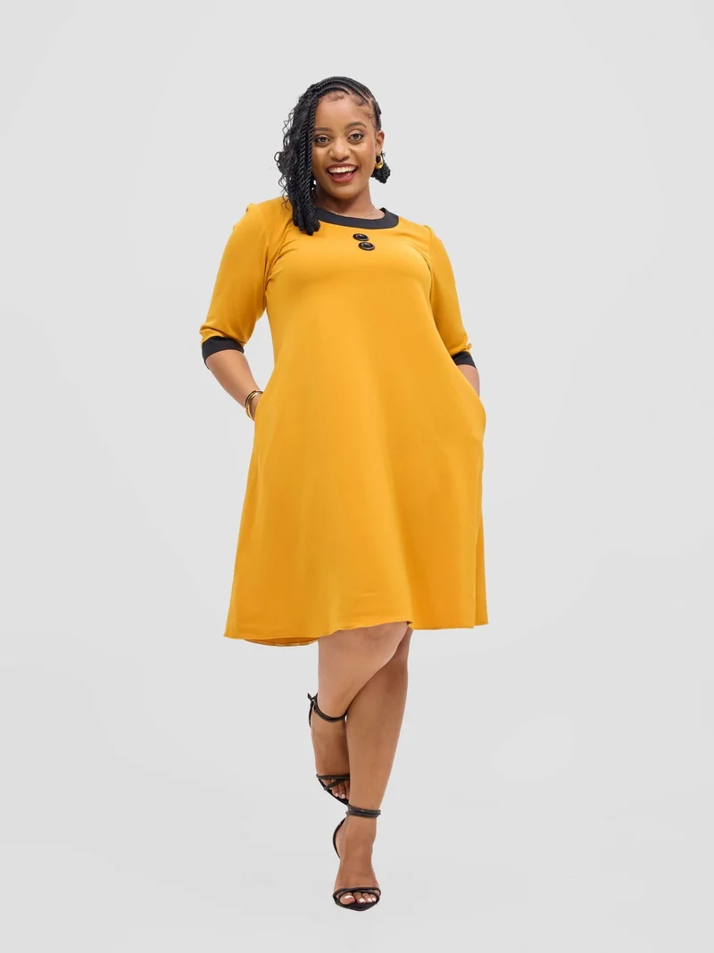 Jolly Fancy Wear Sofi Shift Dress - Mustard