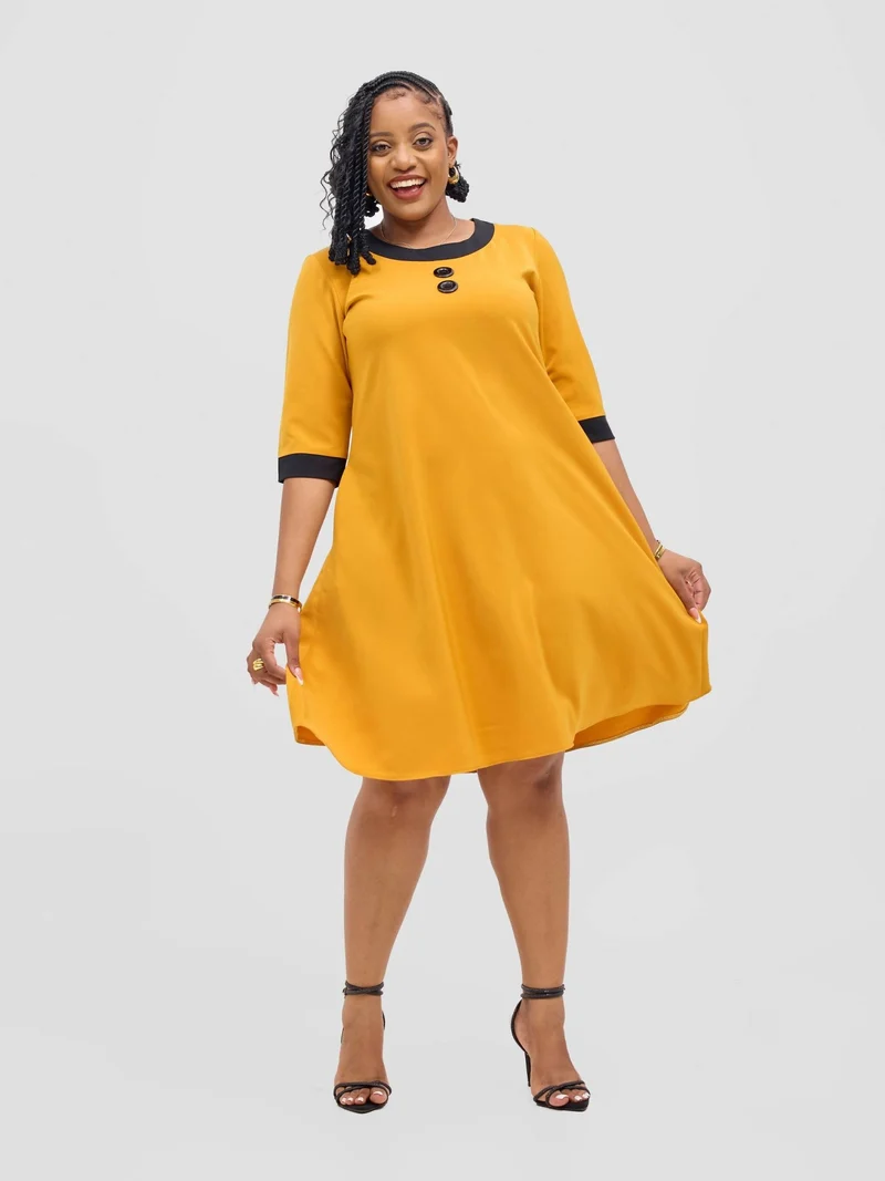 Jolly Fancy Wear Sofi Shift Dress - Mustard