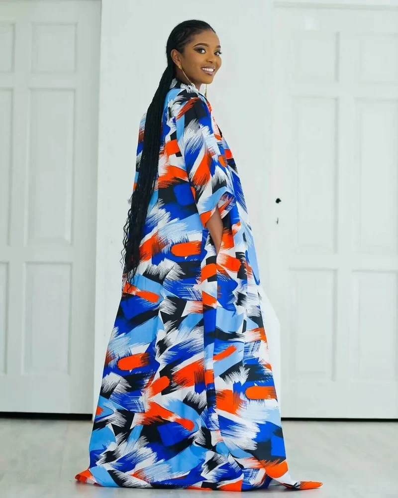 Hera Kimono Print - Blue / Orange