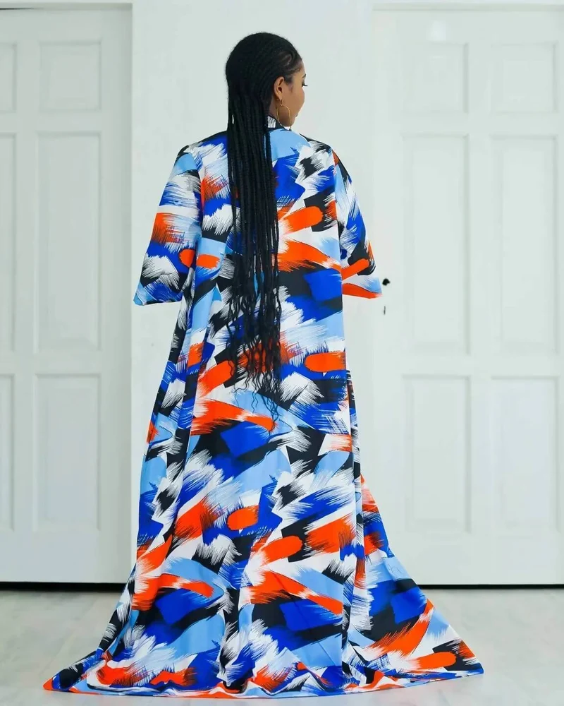 Hera Kimono Print - Blue / Orange