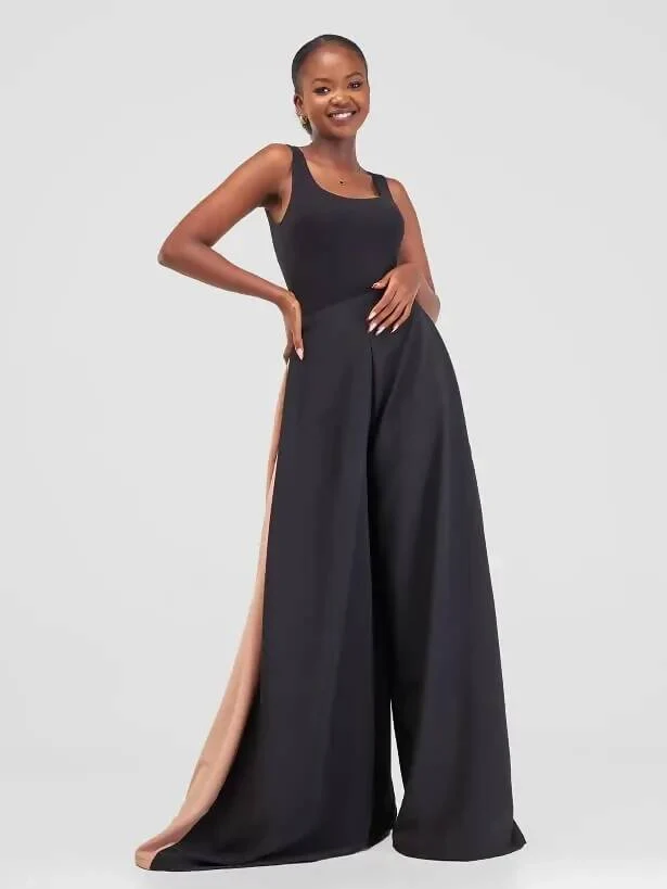 African Yuva Cinta Palazzo Pant - Black