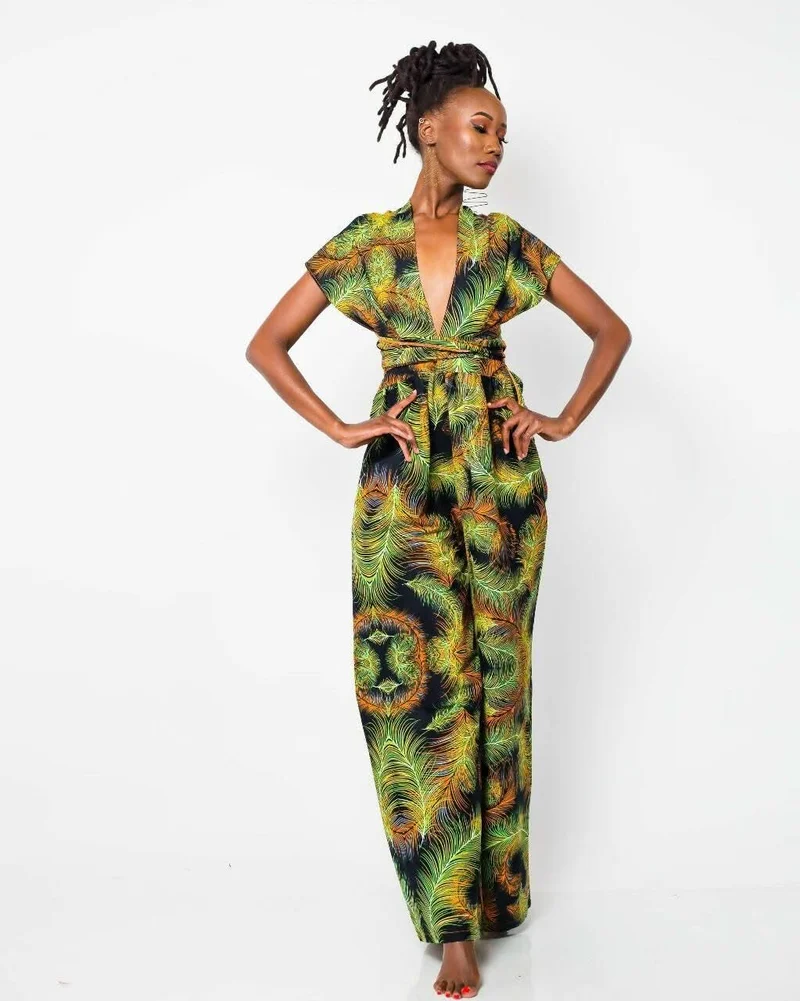 Olive Infinity Jumpsuit - Green Print