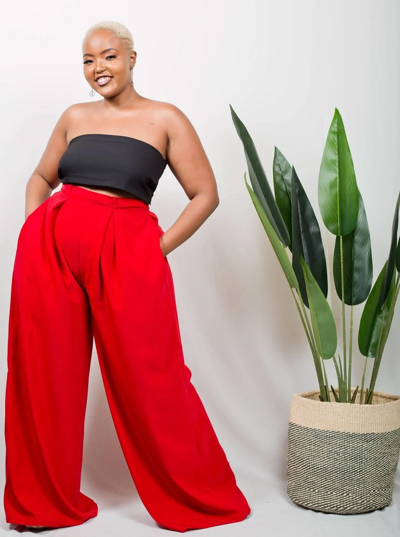 African Yuva Tulips Palazzo Pants - Red