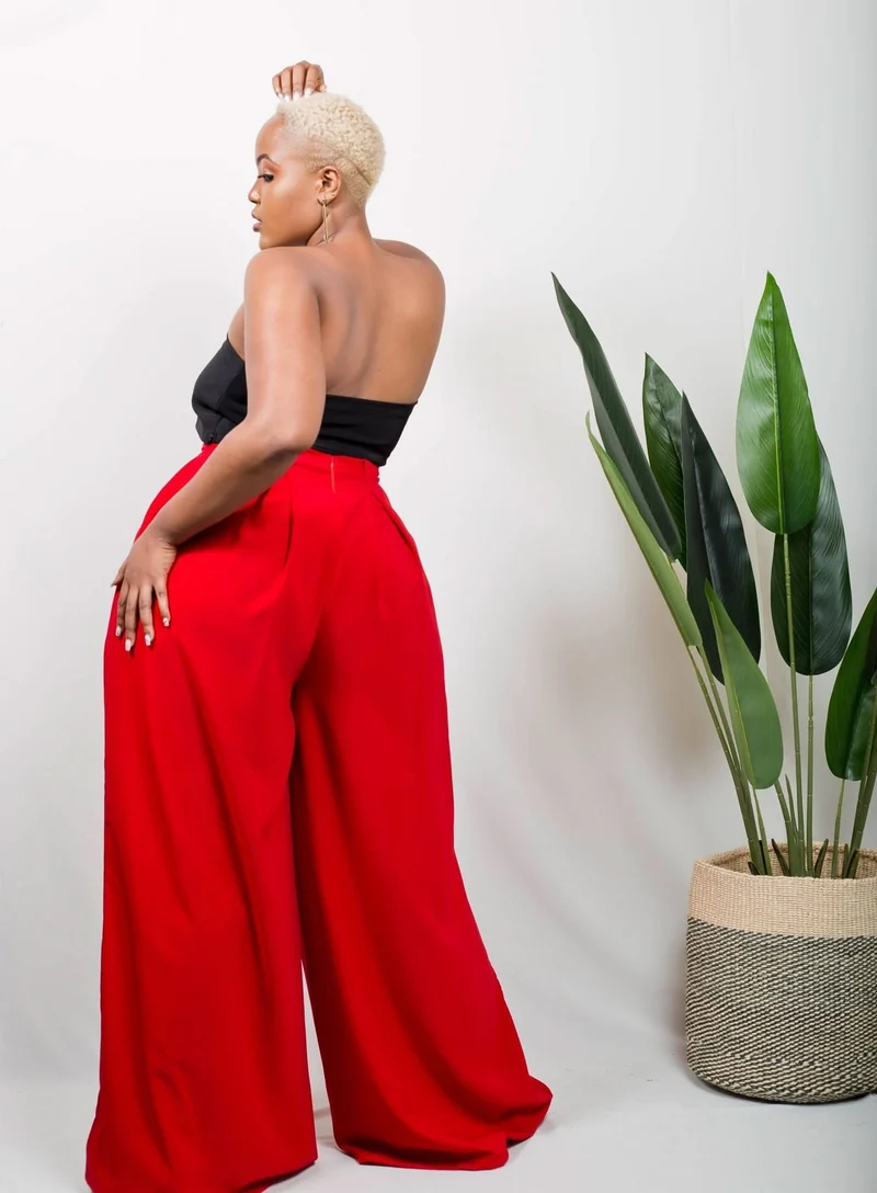 African Yuva Tulips Palazzo Pants - Red