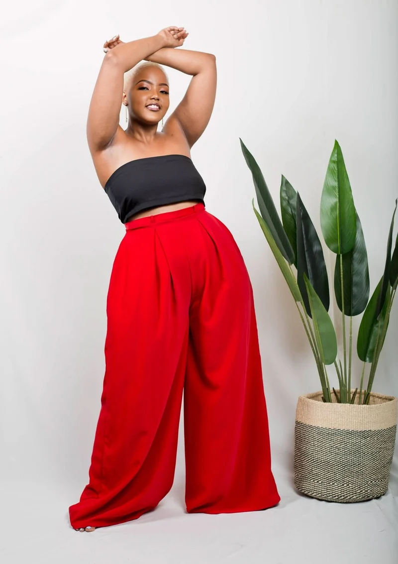 African Yuva Tulips Palazzo Pants - Red
