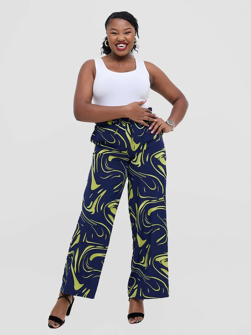 TimyT Urban Wear Bloom Drawstring Pant - Green Print