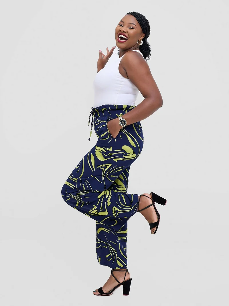 TimyT Urban Wear Bloom Drawstring Pant - Green Print