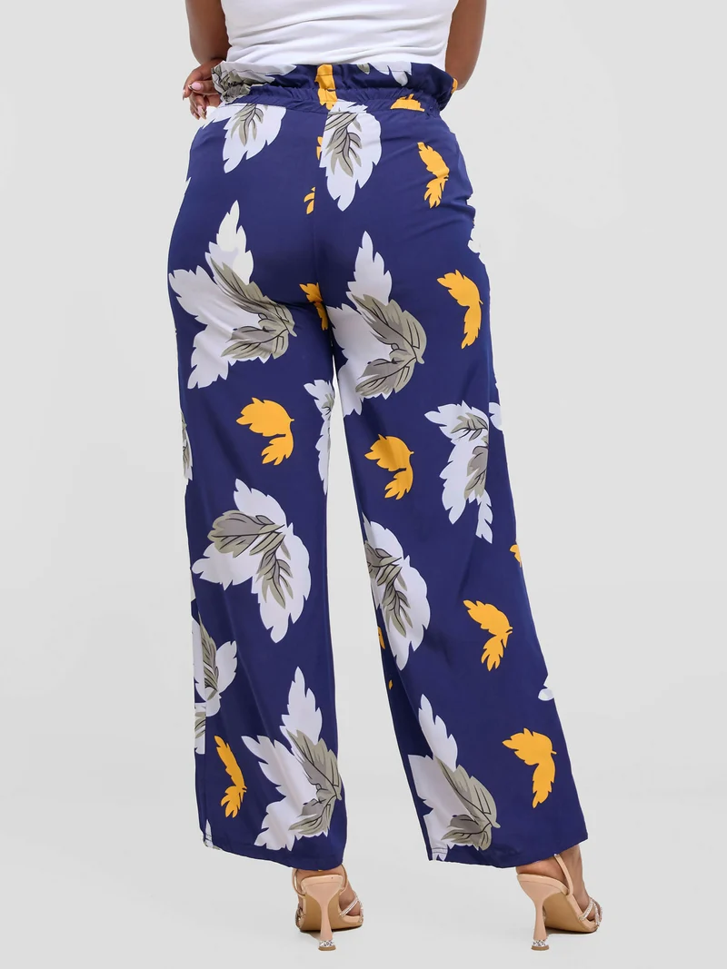 Timyt Urban Wear-Zuri Palazzo Pant - Blue Floral