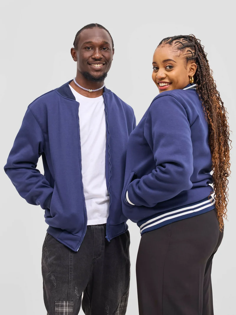 Timyt Urban Wear Unisex College Jacket - Navy Blue