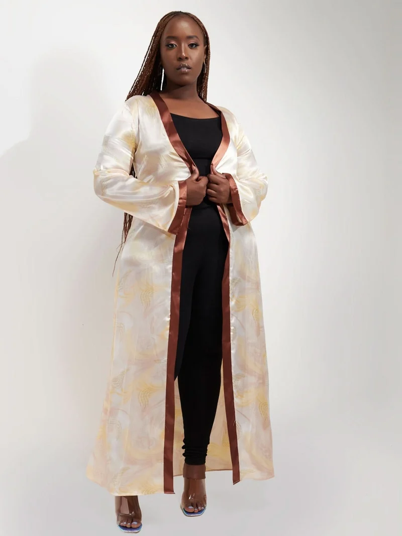 Nika Bonica Pansy Kimono - Buttermilk / Rust Print