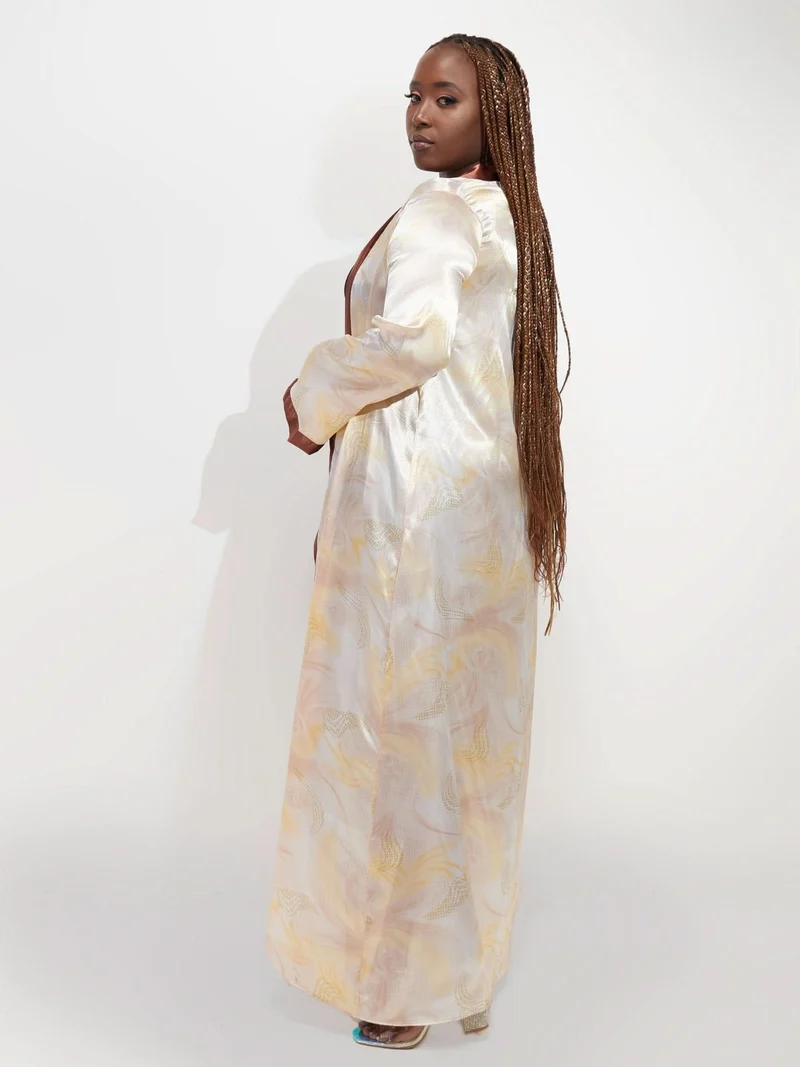 Nika Bonica Pansy Kimono - Buttermilk / Rust Print