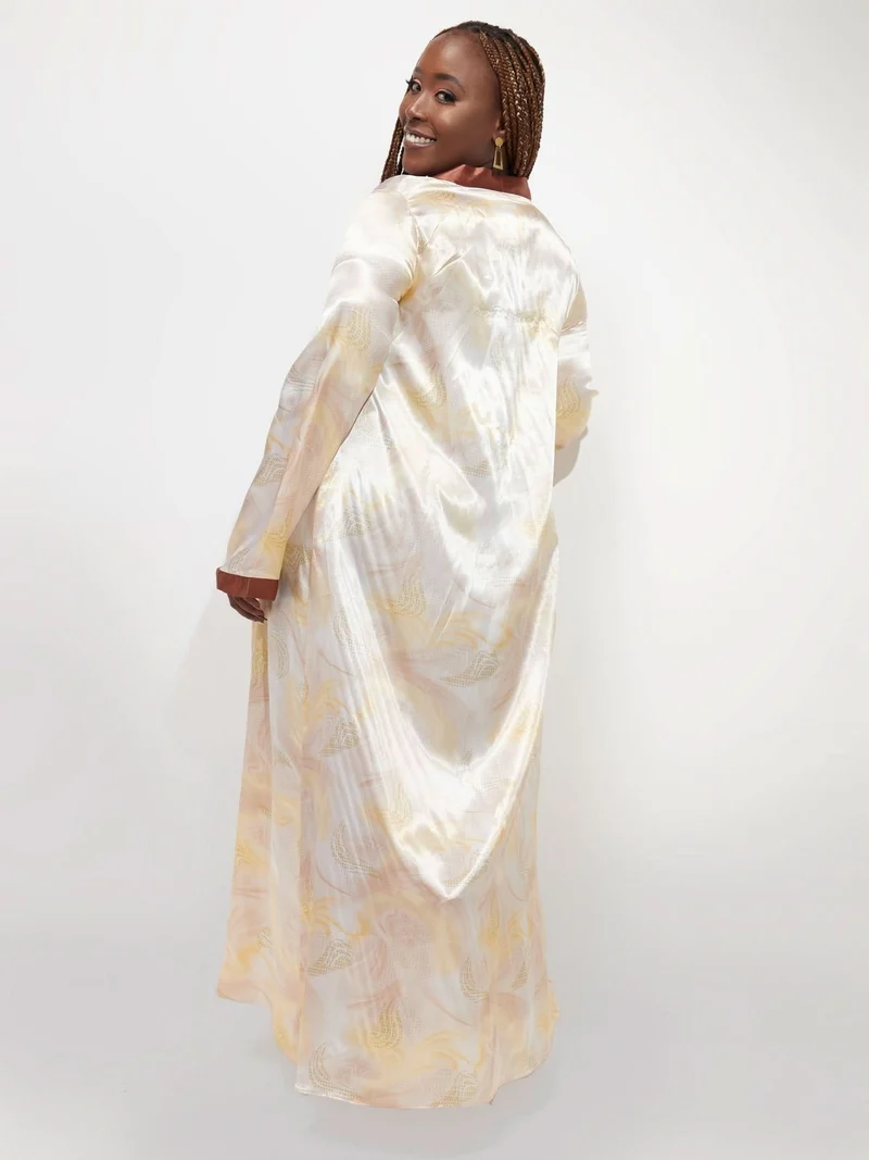 Nika Bonica Pansy Kimono - Buttermilk / Rust Print