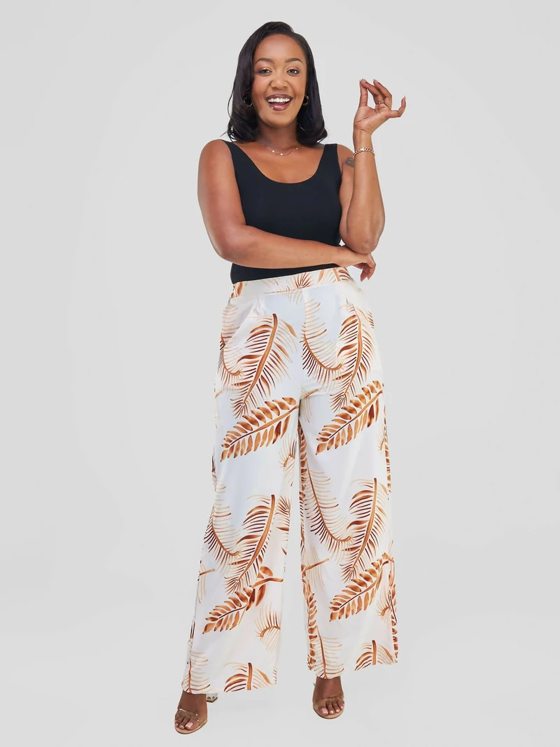 Kimono World Ke Lela Two Piece Set - Brown / White