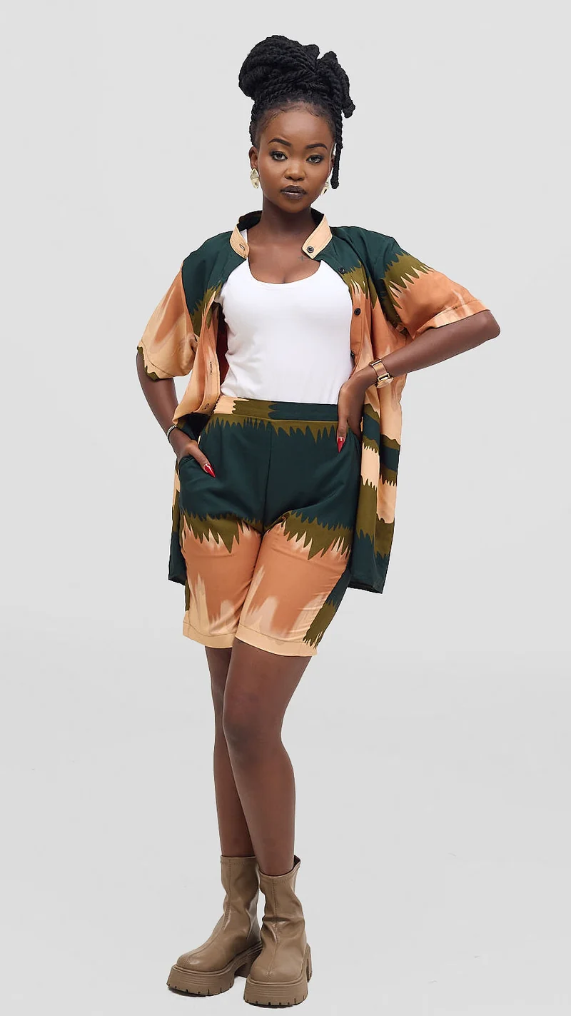Liliadly Jungle Safari Short Set - Green
