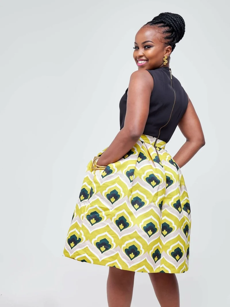 The Fashion Frenzy Skater Dress - Black / Yellow