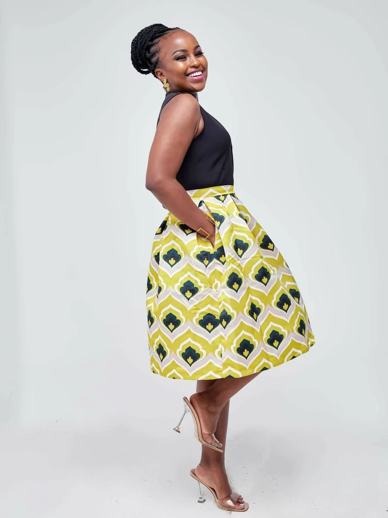 The Fashion Frenzy Skater Dress - Black / Yellow