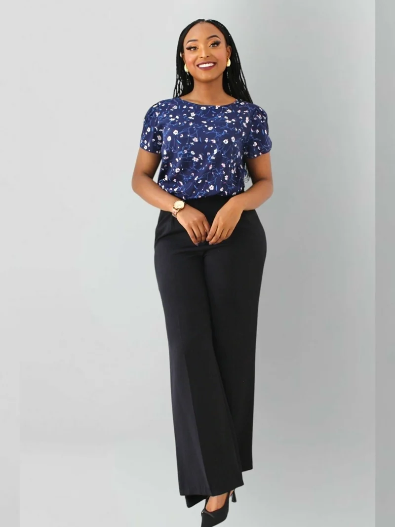 The Fashion Frenzy Floral Blouse Top - Blue