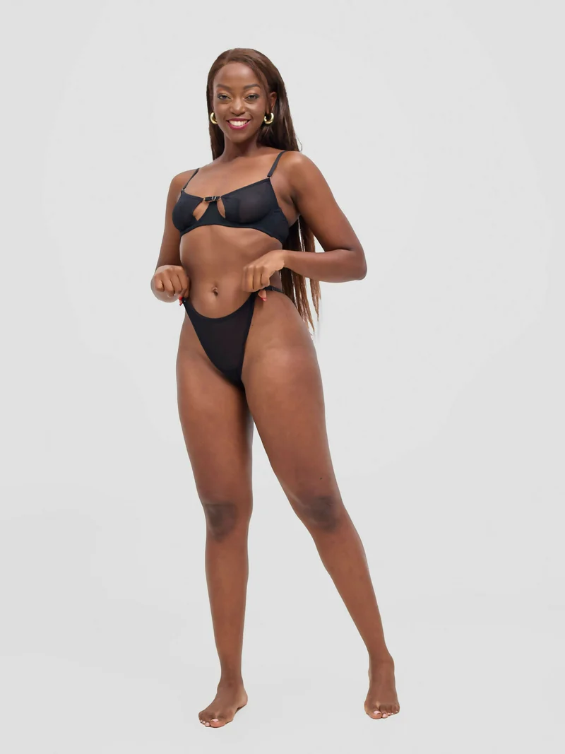 Fashion Palette Nyadhi Erotic Cutout Bra Set - Black