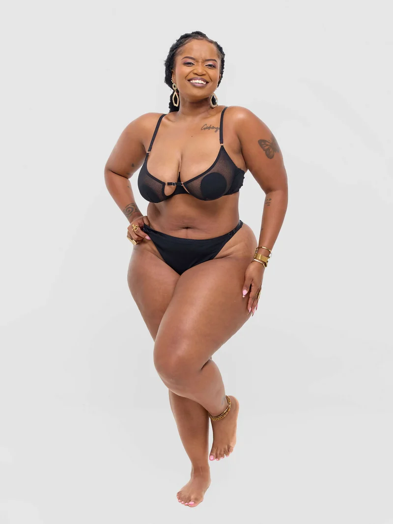 Fashion Palette Nyadhi Erotic Cutout Bra Set - Black