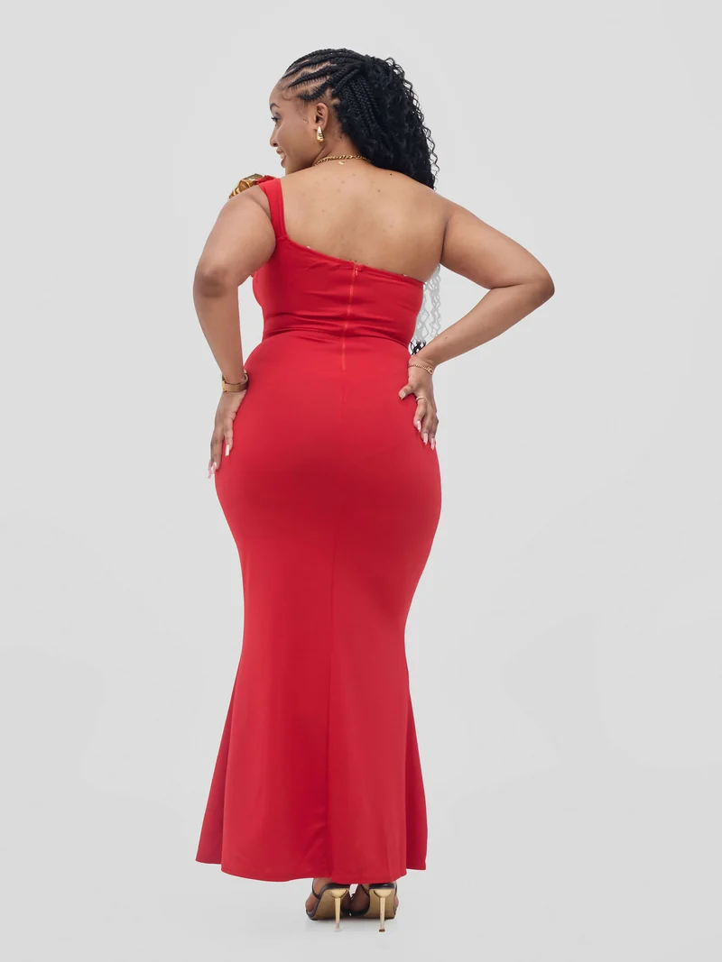 Stylish Sisters Gold Roses Bodycon - Red / Gold