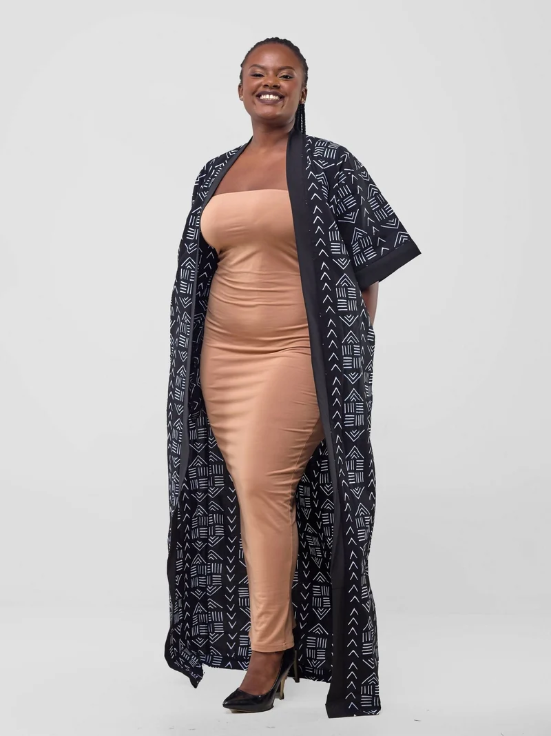 Izulu Larro 2 Print Kimono - Black